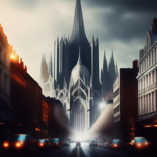 1433229360-realistic Portrait Blaise Pascal gotham city cinematic style with Clermont-Ferrand cathedral in background.webp